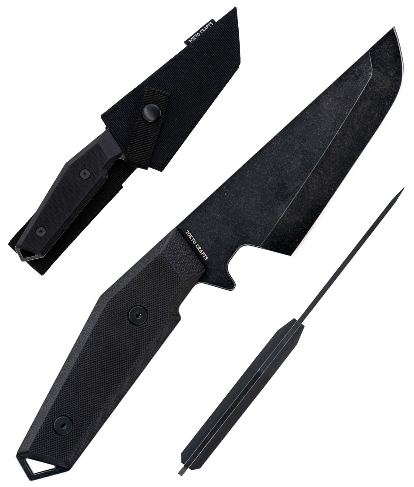TOKYO CRAFTS デルタターロン シースナイフ フルタング 多機能 調理/バドニング ブラックウォッシュ加工 刃渡12.5cm G10ハンドル ステンレス440C 高耐久 ケース付きma d8d811d1