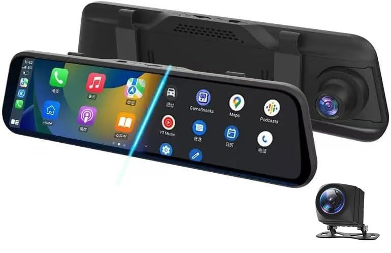 DOGBOO ミラー型ドライブレコーダー デジタルミラー搭載ワイヤレスCarplay/AndroidAuto対応１０インチIPS液晶 タッチパネル 4K録画 スライド式カメラ 前後2カメラ ポータブルナビ カーナビ タッチパネル HDR/WD 4c3c1202