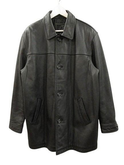 90s J.Ferrar パデット レザージャケット M ハーフコート 本革 ブラック