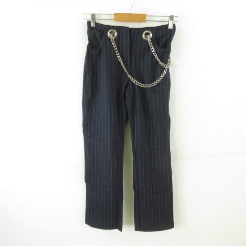 miaou Tommy Pant パンツ ロング ストライプ チェーンベルト 紺 23 *T794