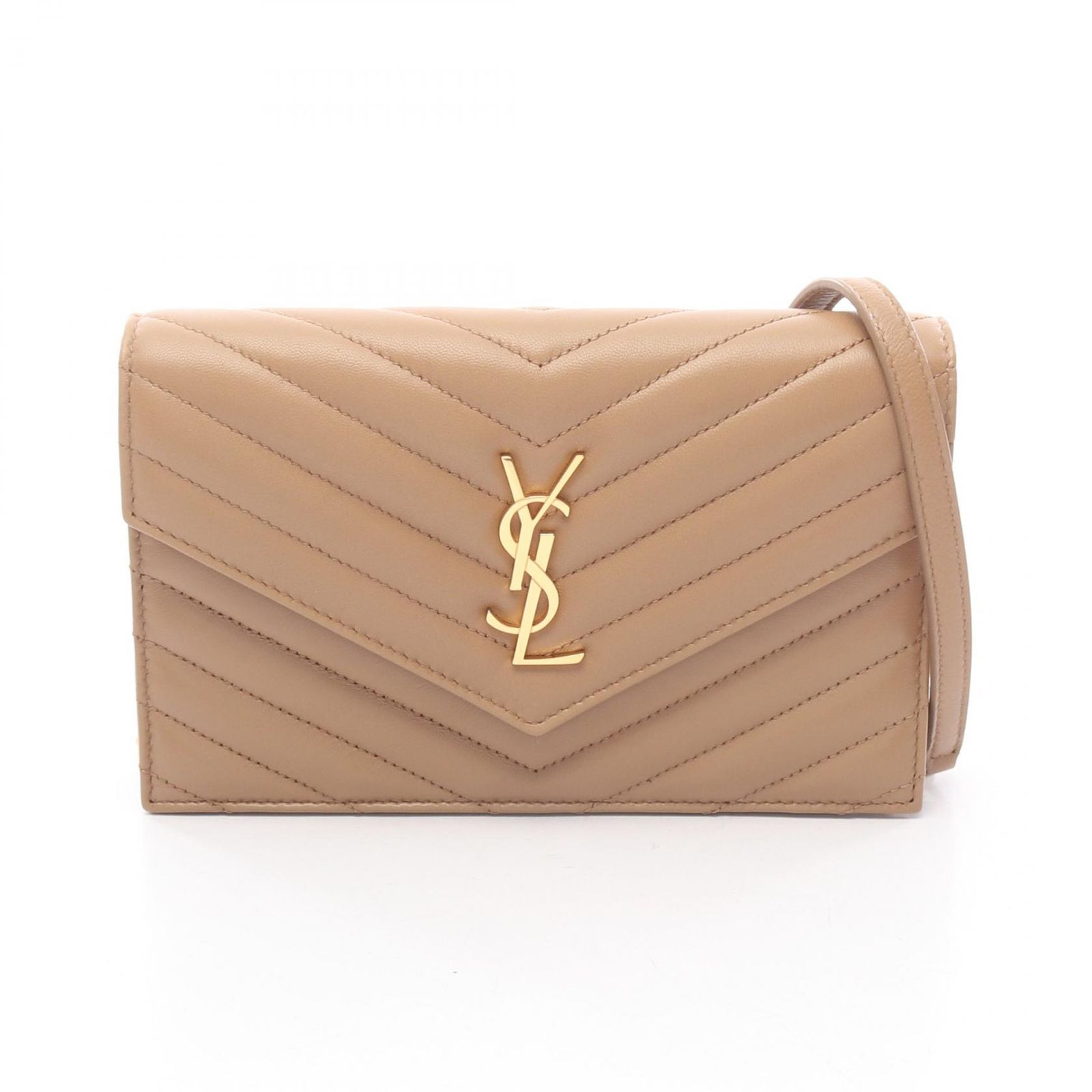 サンローランパリ SAINT LAURENT PARIS ショルダーバッグ カサンドラ エンベロープ 742920AAA442357 ベージュ レザー カサンドラ エンベロープ チェーンウォレット レディース