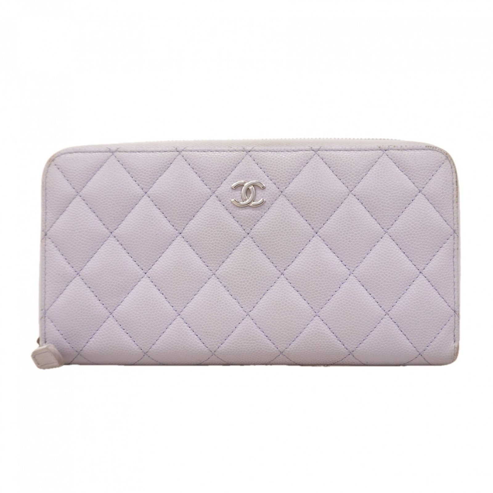 シャネル(Chanel) シャネル 長財布 マトラッセ キャビアスキン パープル レディース