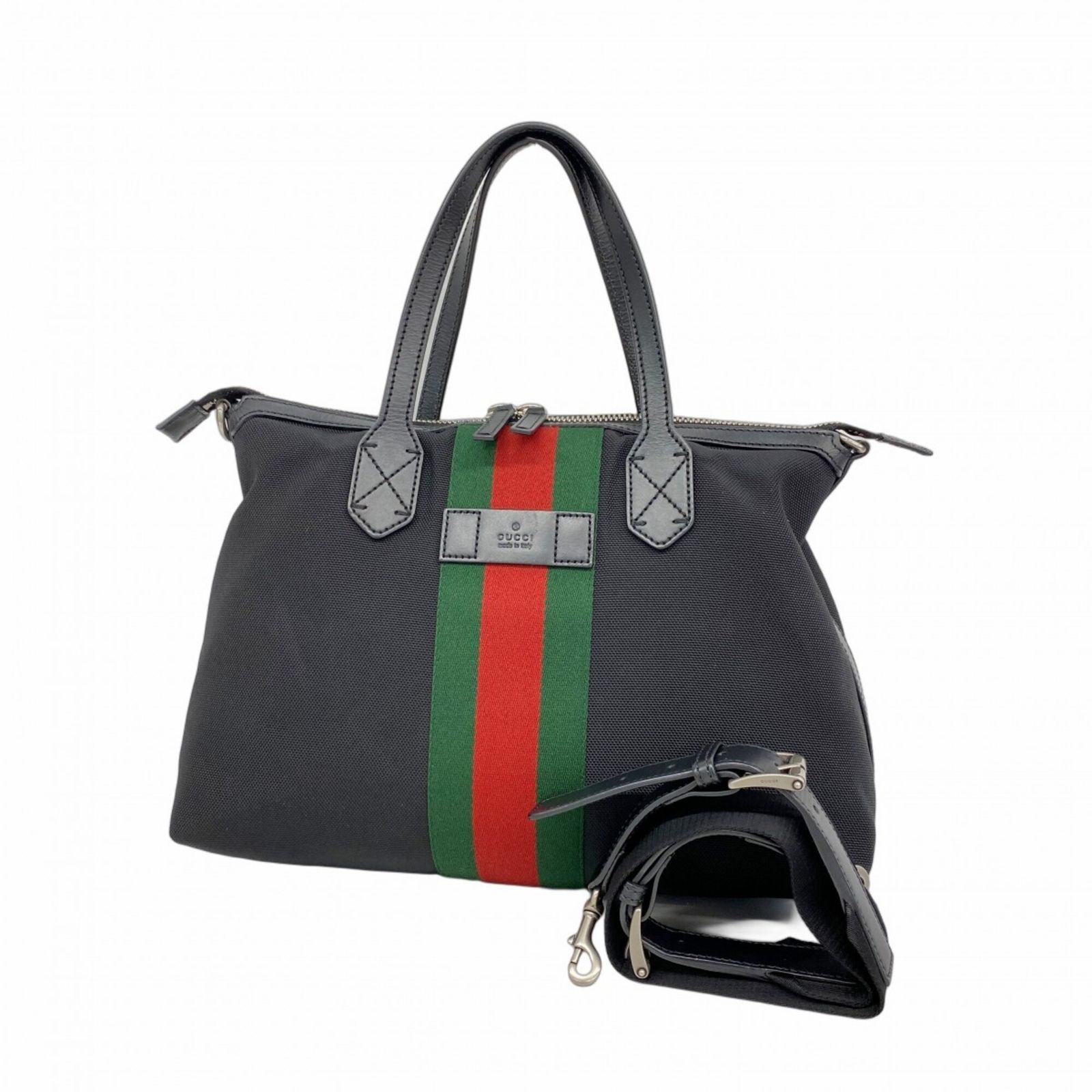 グッチ(Gucci) グッチ ハンドバッグ シェリーライン 630923 ナイロン ブラック 2wayバッグレディース