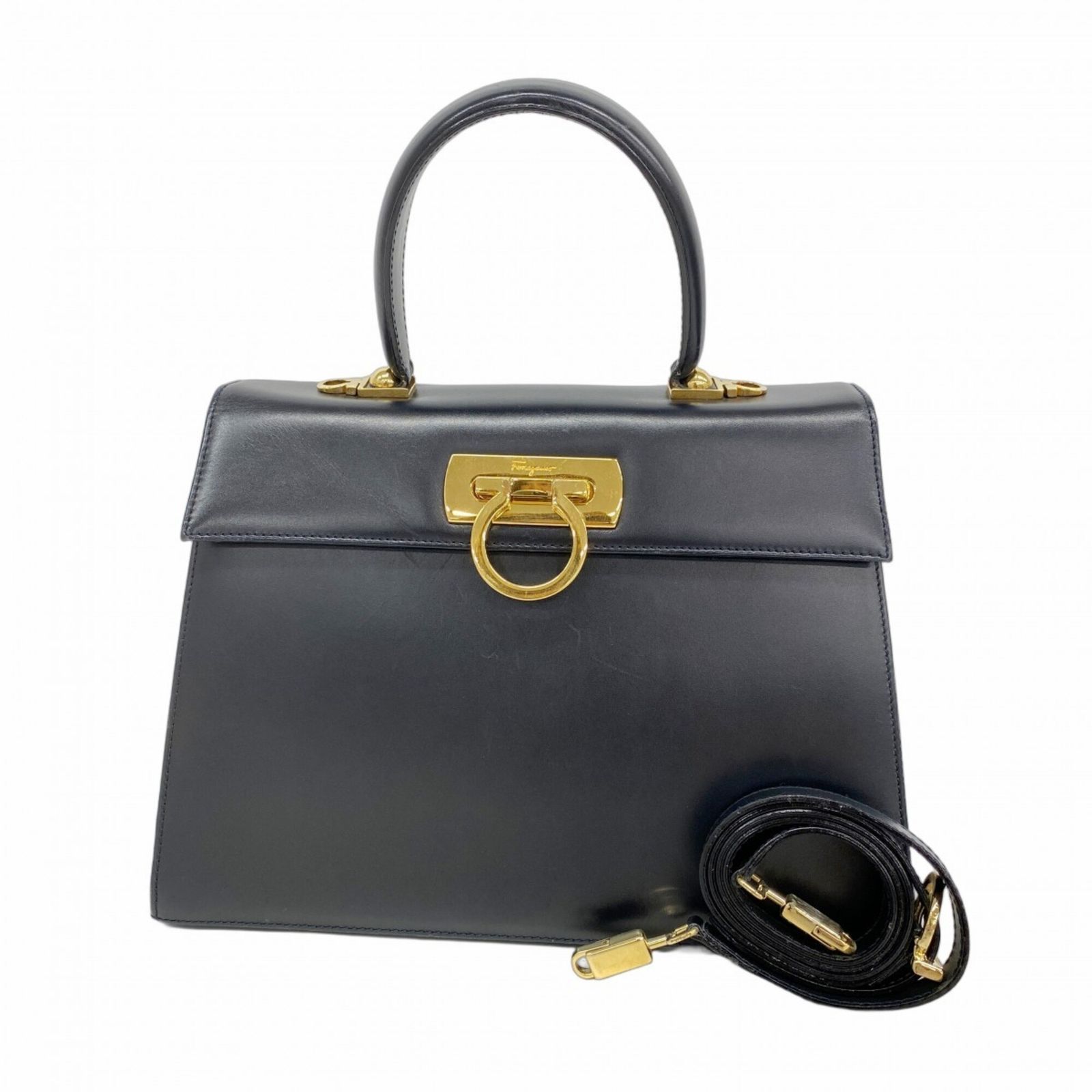 サルヴァトーレ・フェラガモ(Salvatore Ferragamo) サルヴァトーレフェラガモ ハンドバッグ ガンチーニ レザー ネイビー 2wayバッグレディース
