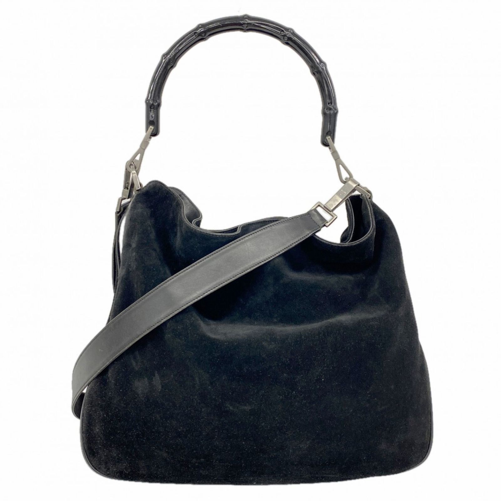グッチ(Gucci) グッチ ハンドバッグ バンブー 001 1577 スウェード ブラック 2wayバッグレディース