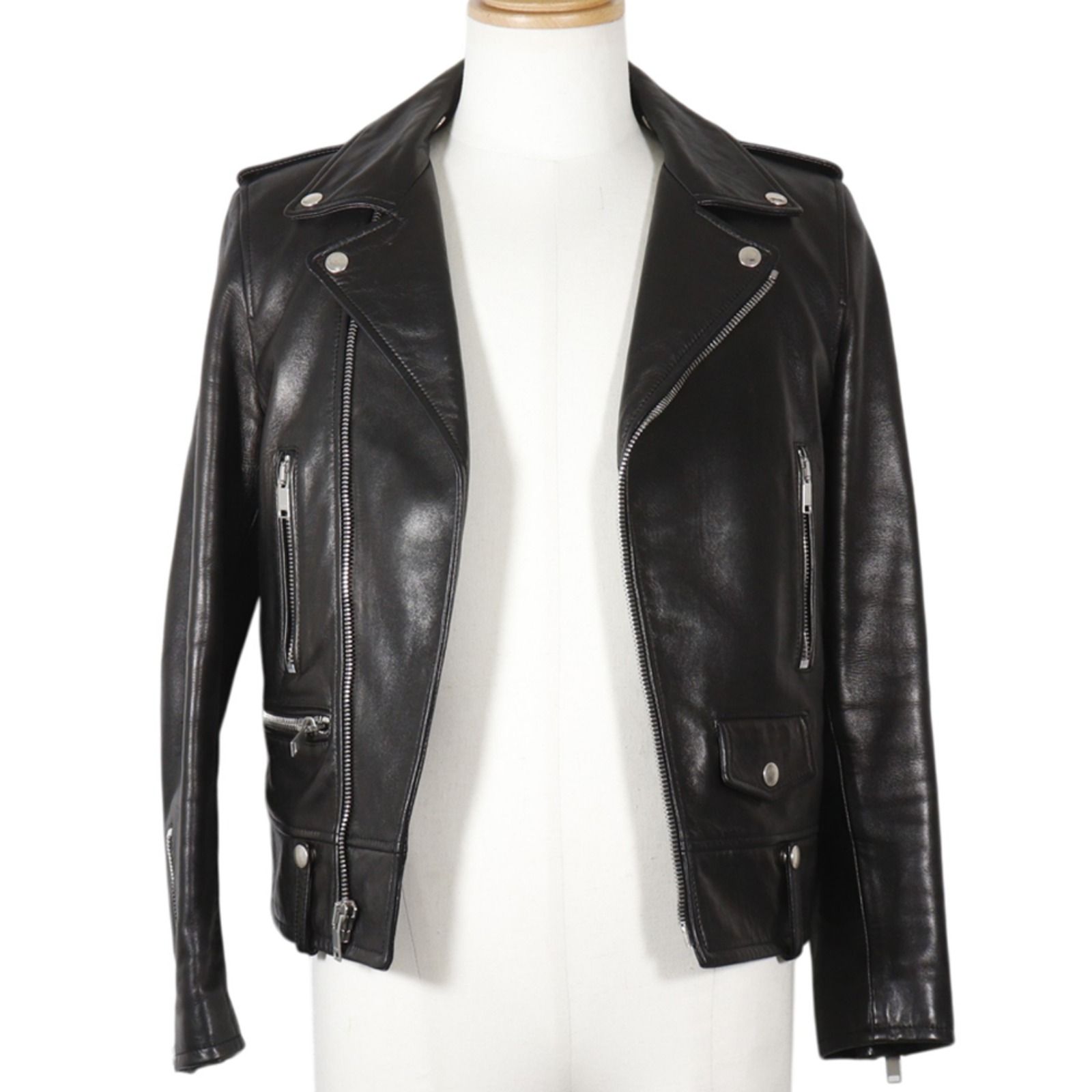 【SAINT LAURENT PARIS】サンローランパリ 397290 Y5YA1 ラムスキン 黒 メンズ ライダースジャケット