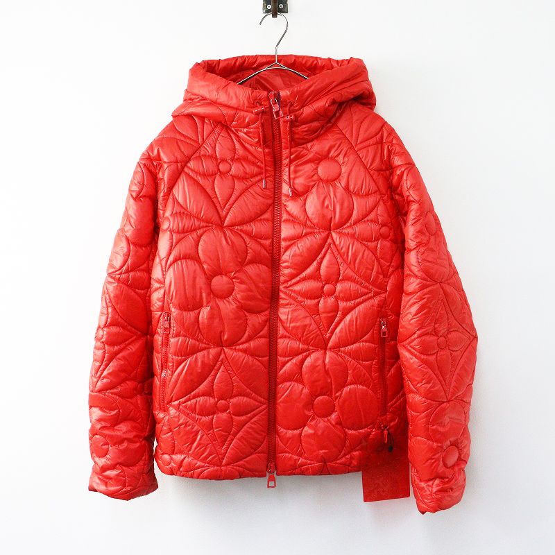 未使用 メンズ ルイ ヴィトン Louis Vuitton モノグラムフラワーキルテッド ダウンジャケット 48 レッド┃//ブルゾン【2400014999129】