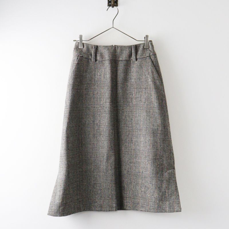 美品 2017コレ マーガレットハウエル MARGARET HOWELL Lovat マルチチェック ウールスカート 1 グレー┃グレンチェック【2400014986266】