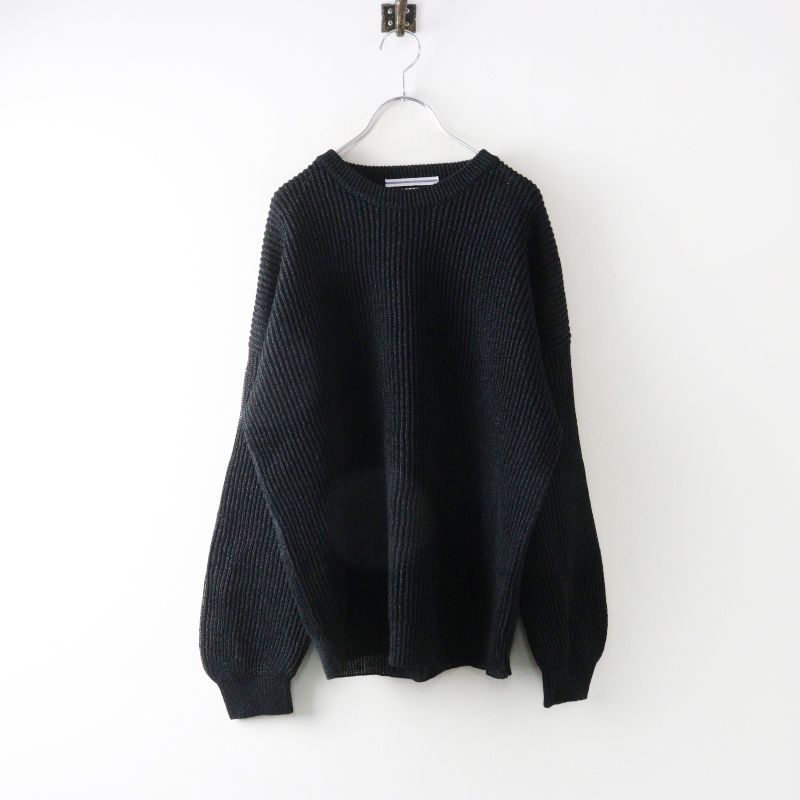 定番 クリスタセヤ Cristaseya 和紙ペーパーセーター 3Yarn ニットセーター XL ブラック／トップス 長袖【2400014980684】