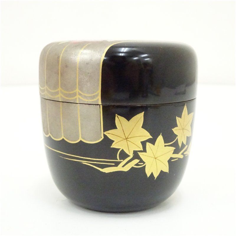 荒井樹芳造 漆塗桜蒔絵棗（共箱） 茶道 茶道具 おしゃれ 茶器 なつめ