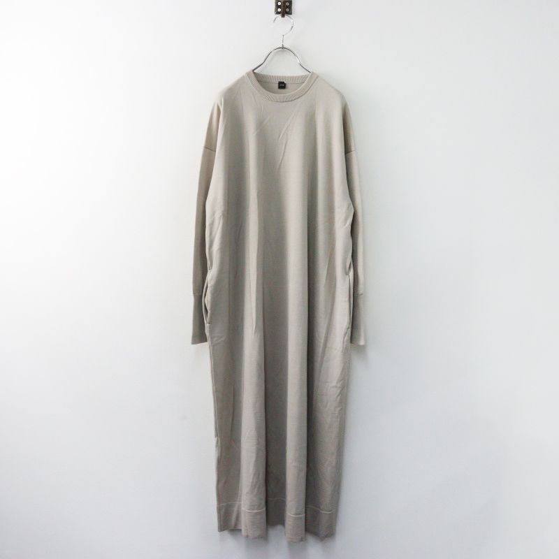 美品 定価5.3万 2021AW エイトン ATON NATURAL DYE SLOW WOOL クルーネックロングドレス 02/ベージュ系【2400014969122】