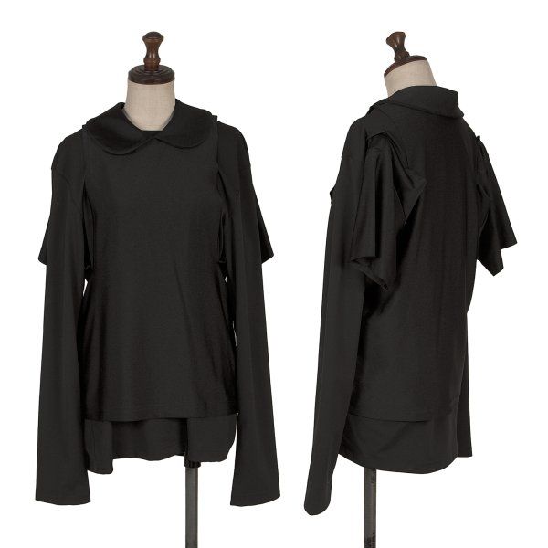 コムデギャルソンCOMME des GARCONS ドッキングデザインストレッチラウンドカラートップス 黒M