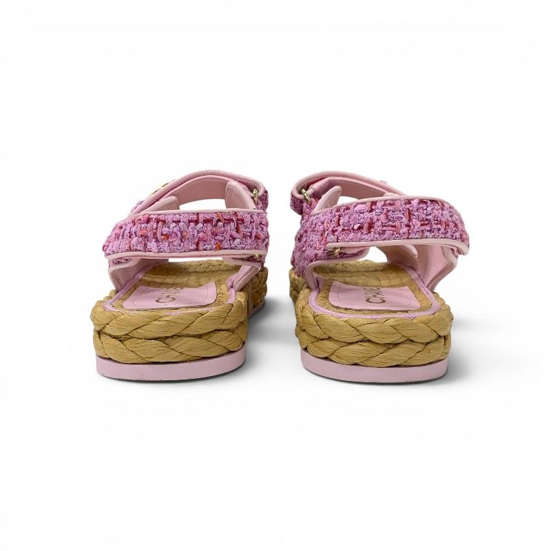 シャネル CHANEL サンダル 靴 シューズ ツイード パテント ピンク系