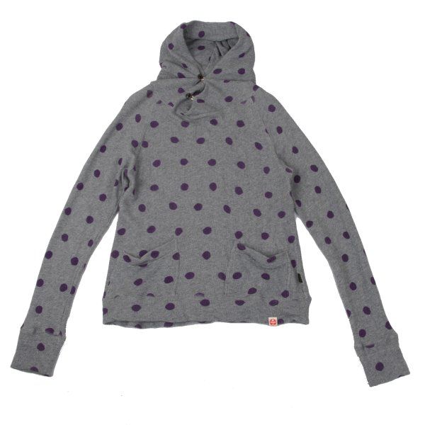 ポールスミス ジーンズ Paul Smith JEANS コットンドットプリントボタンネックプルオーバーフーディー グレー紫L