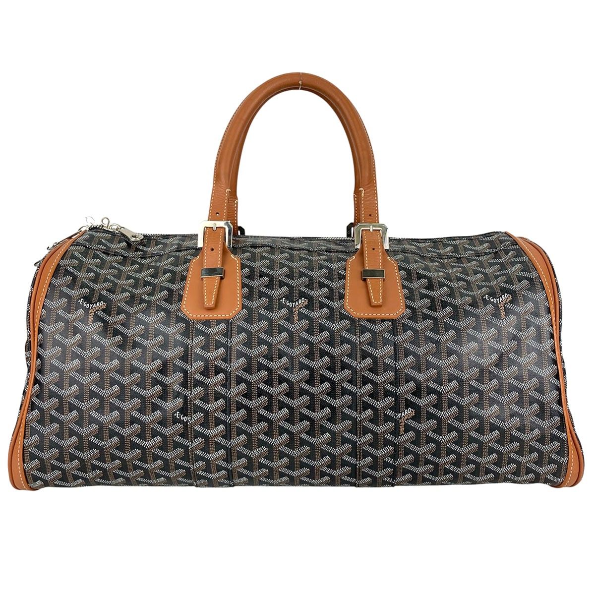 GOYARD ゴヤール クロワジュール 50 メンズ レディース ボストンバッグ ユニセックス PVC レザー ブラック ブラウン 中古