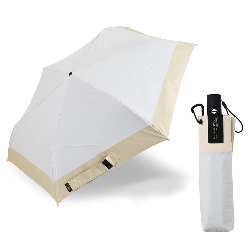 【新品】 小川(Ogawa) 日傘 約5秒でたためる 晴雨兼用自動開閉折りたたみ傘 レディース UVカット率99.9％以上 遮光率100% 完全遮光 遮熱加工 アイボリー バターイエロー 直径cm 親骨55cm 簡単にたためる 傘が入れやすい収納ケース付 途中