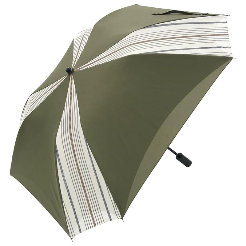 【新品】 日傘 メンズ 晴雨兼用 折りたたみ スクエア 1級遮光 晴雨兼用 遮熱 ２重張り ワイドショート (カーキ)