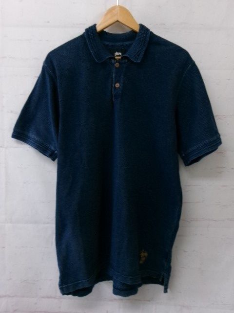 中古】STUSSY ｽﾃｭｰｼ- 半袖ﾎﾟﾛｼｬﾂ ｲﾝﾃﾞｨｺﾞ染め ﾌﾞﾙｰ L 991919595 - メルカリ