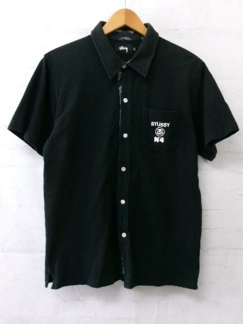 中古】STUSSY ｽﾃｭｰｼ- 半袖ﾎﾟﾛｼｬﾂ ﾌﾞﾗｯｸ M 991885359 - メルカリ