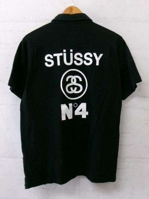 中古】STUSSY ｽﾃｭｰｼ- 半袖ﾎﾟﾛｼｬﾂ ﾌﾞﾗｯｸ M 991885359 - メルカリ
