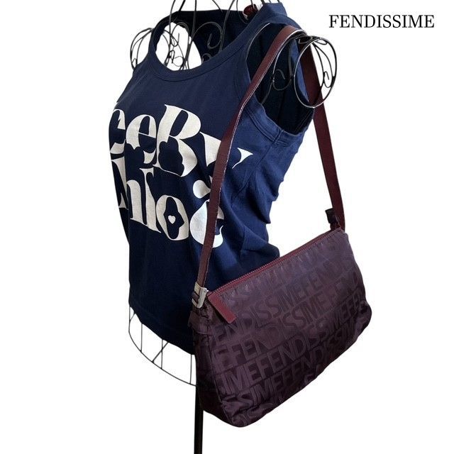 FENDISSIME フェンディシメ ヴィンテージ ボルドーロゴ総柄 レザーワン 
