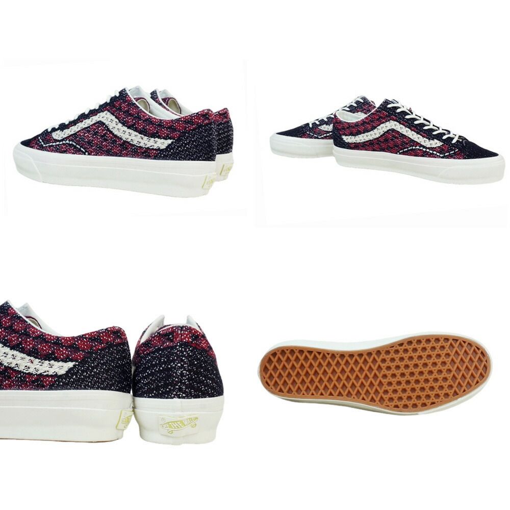 VANS スニーカーVANS ヴァンズ バンズLX OLD SKOOL 36 EK【箱あり】オールドスクール 36GEO CHECK BORDEAUX ジオチェック ニット 幾何学赤 黒 白 ジャガード ホワイト メンズ スニーカー 靴 ローカット sk8
