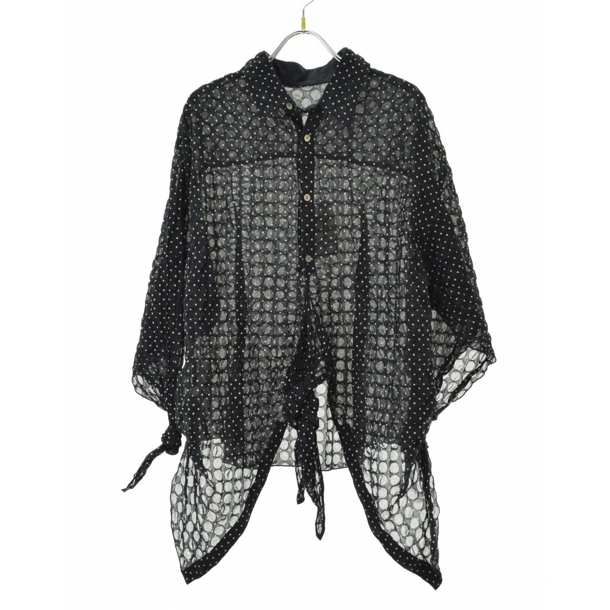 【IRENE】22S83004 Scrunchie Polka Dot Shirt ポルカドット シアー七分袖シャツ