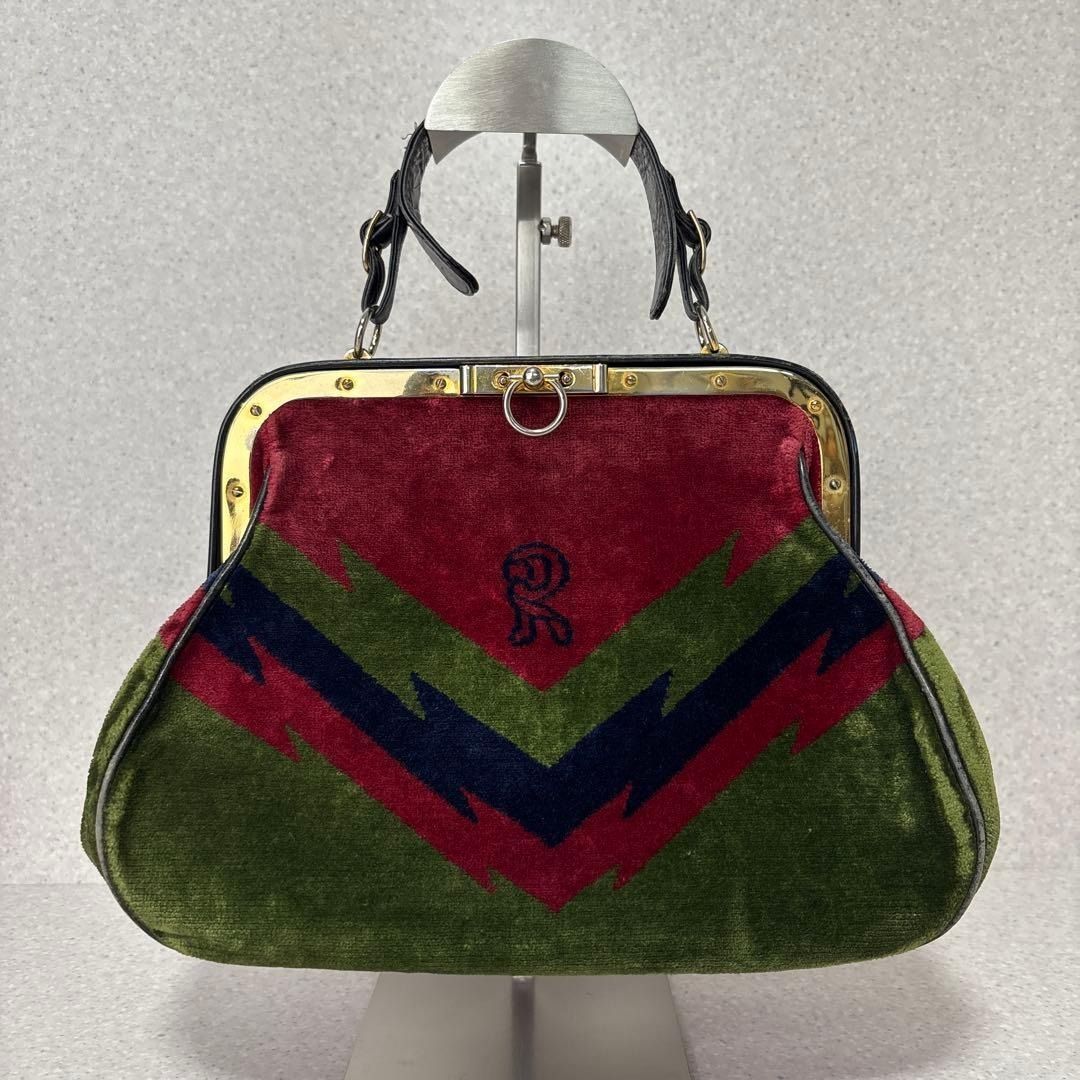 ロベルタ ディ カメリーノ Roberta di Camerino ハンドバッグ がま口 ベロア ヴィンテージ マルチカラー / Roberta Di Camerino Handbag Frame Bag Velvet Vintage