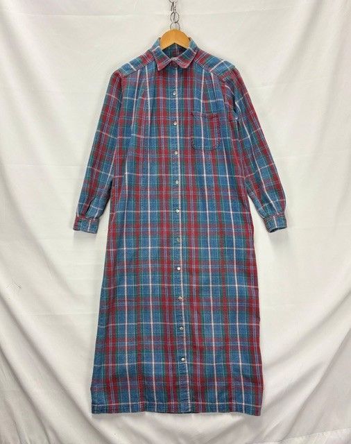 L.L.BEAN 80年代 フランネル チェック ロングワンピース サイズ4 REGULAR MADE IN USA P886 08060104 02