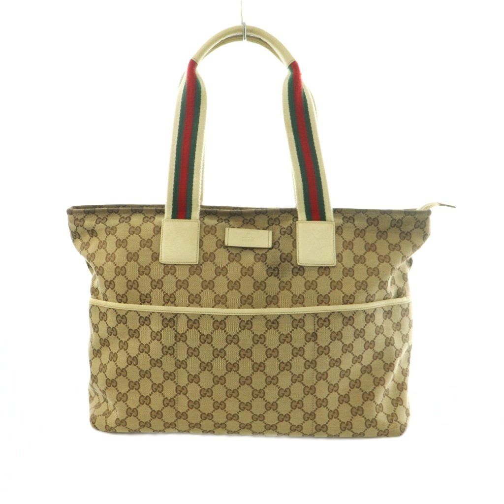 グッチ GUCCI シェリーライン トートバッグ キャンバス 茶 アイボリー 155524 /MI ■OS ■OH