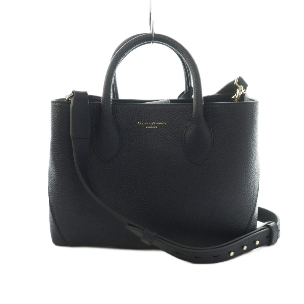 アスピナルオブロンドン Aspinal Of London Midi London Tote 2WAY トートバッグ ショルダーバッグ レザー 紺 /MI ■OS