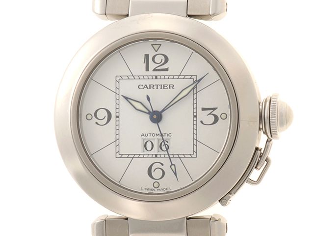 CARTIER カルティエ パシャC ビッグデイト W31055M7 腕時計 ステンレス ホワイト 自動巻き ホワイト文字盤 レディース【中古】473