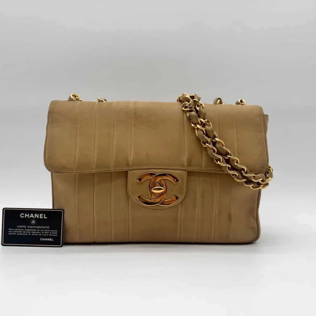 人気✨CHANEL シャネル ショルダーバッグ マドモアゼル ココマーク レザー ベージュ ラムスキン チェーンショルダー シールカードあり
