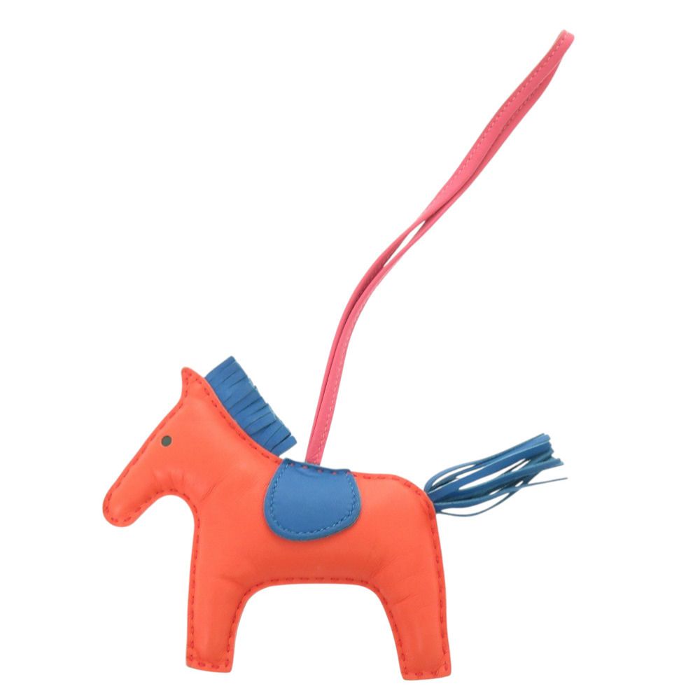 美品 エルメス ロデオMM オレンジポピー ブルーザンジバル ローズアザレ アニョーミロ バッグチャーム 0342 HERMES