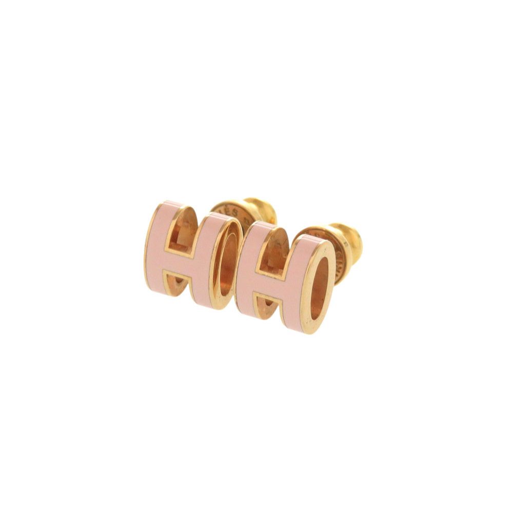 新品同様 エルメス ポップアッシュ ミニ ピンク ゴールド金具 ピアス アクセサリー 1550 HERMES