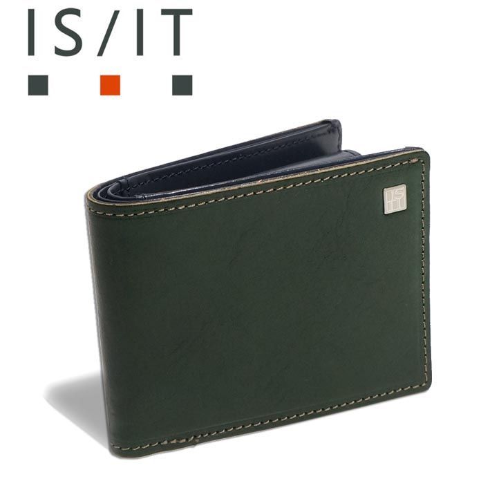 イズイット 二つ折り財布 ルチード 958604 IS/IT グリーン 緑 メンズ イタリアンレザー 牛革 ISIT プレゼント ギフト 無料ラッピング可能 新品 未使用