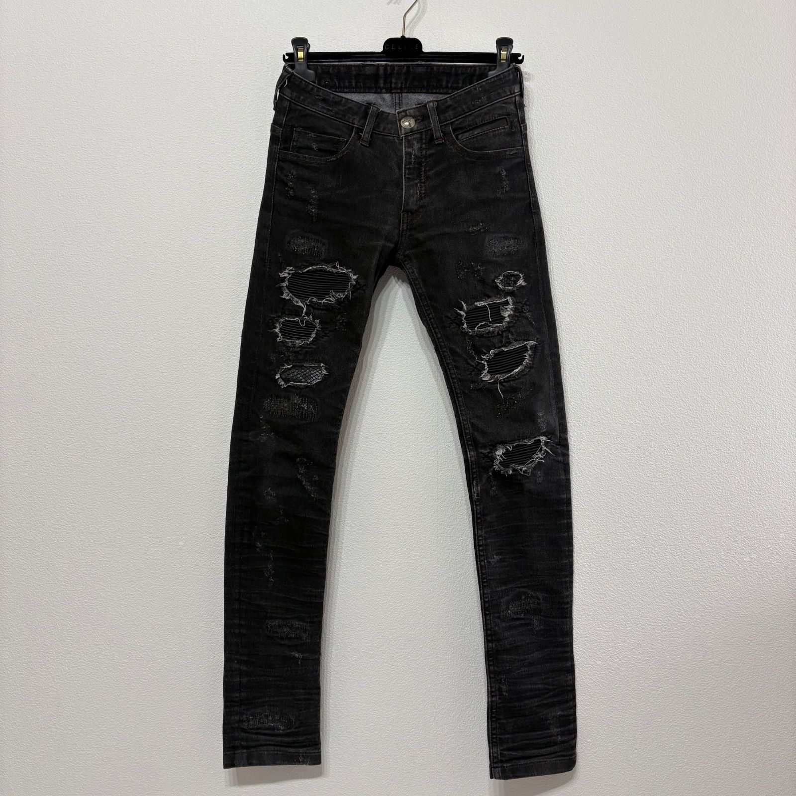 14th Addiction クラッシュ デニム パンツ スキニー ダメージ加工 
