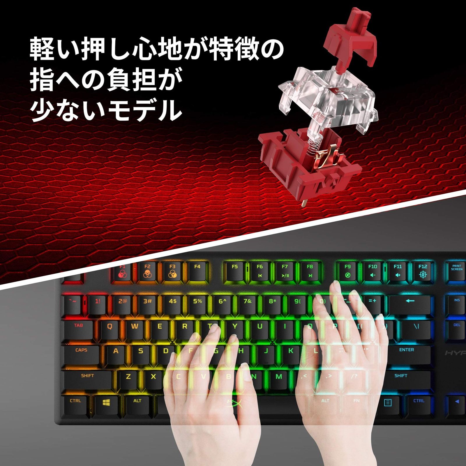 【日本語配列】HyperX Alloy Origins Core RGB メカニカルゲーミングキーボード テンキーレス HyperXスイッチ ゲーマー向け メーカー2年保証 HX-KB7RDX-JP ( 4P5 [b)テンキーレス] [01)日/赤軸/ABS]