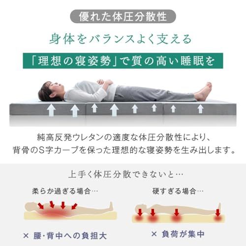 タンスのゲン マットレス シングル【全部洗える】厚み10cm「純」高反発(R) 密度25D 硬さ190N 三つ折り 敷布団 パイル 13810084(100394)e df95096f