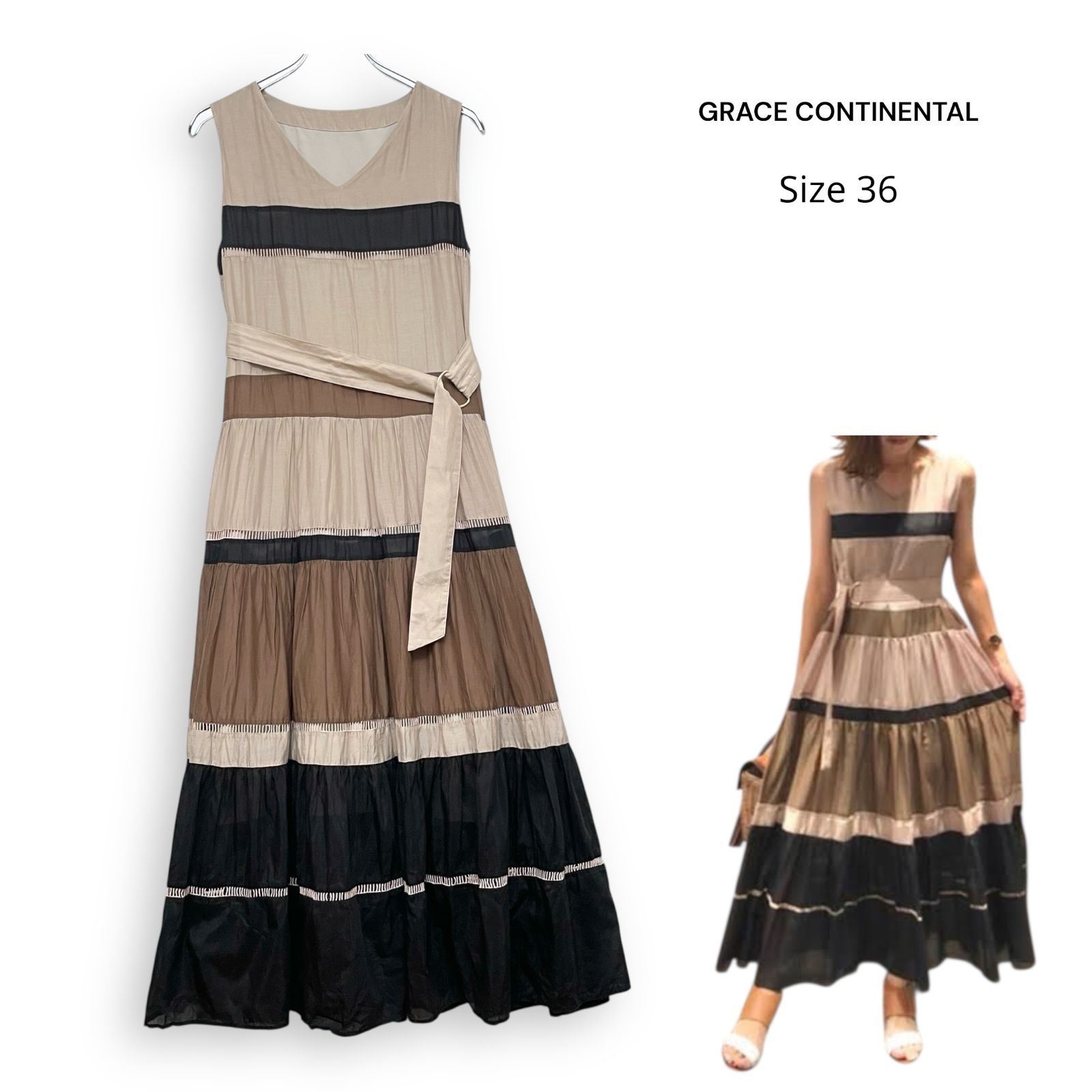 GRACE CONTINENTAL グレースコンチネンタル シルク混 配色切替