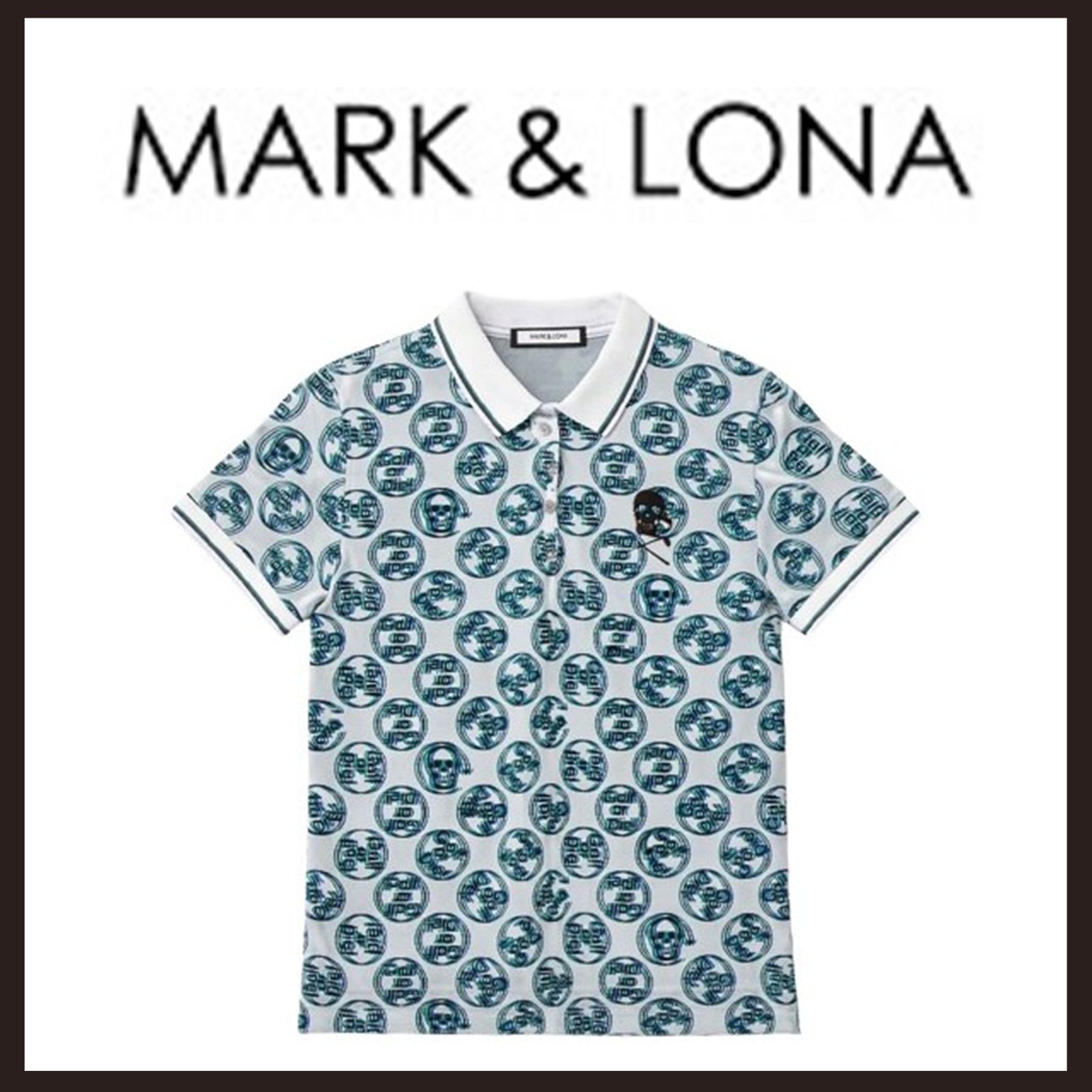 MARK＆LONA マークアンドロナ ワンポイントスカル ポロシャツ S 未使用 MARK&LONA（マークアンドロナ） スカル 総柄ポロシャツ S相当
