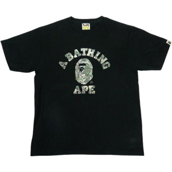 Size【XL】 A BATHING APE ア ベイシング エイプ TREE EDGE CAMO COLLEGE TEE Tシャツ 黒 【中古品-良い】 30008918