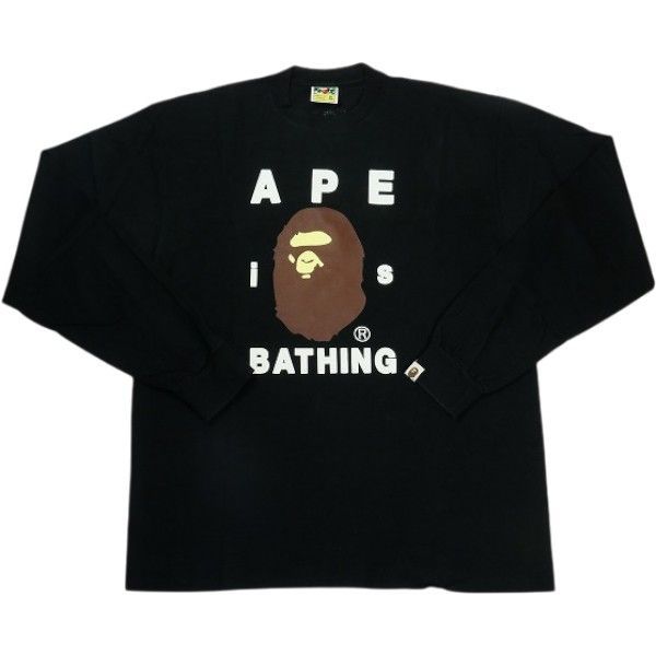Size【XL】 A BATHING APE ア ベイシング エイプ APE is BATHING HEAD LS TEE ロンT 黒 【中古品-良い】 30008930