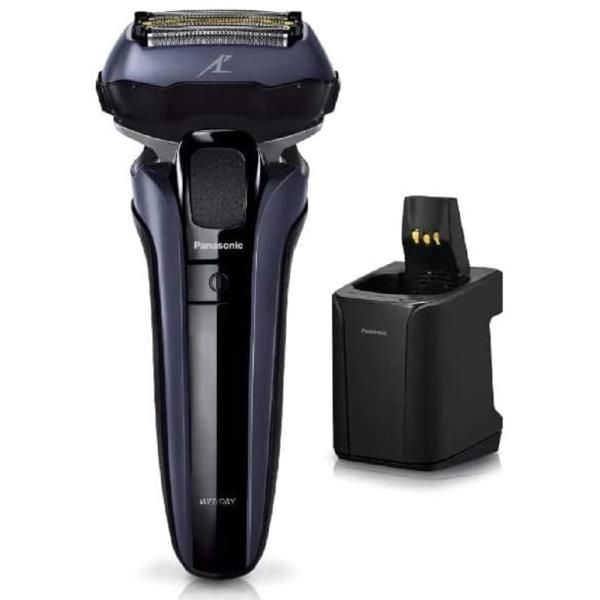 【中古】パナソニック ラムダッシュPRO メンズシェーバー 5枚刃 洗浄器付き 青 ES-LV7V-A