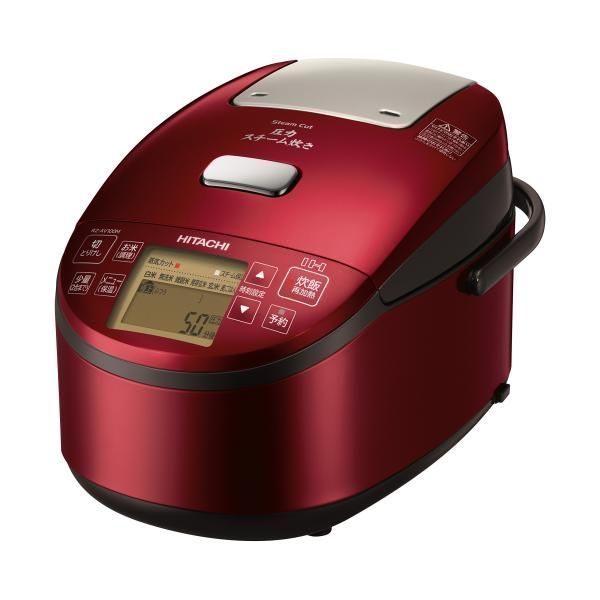 【中古】日立 炊飯器 5.5合 圧力&スチームIH ふっくら御膳 本体日本製 打込鉄釜 蒸気カット RZ-AV100M R メタリックレッド