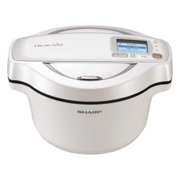 【中古】シャープ ヘルシオ ホットクック 電気調理鍋 無水鍋 1.6L 2~4人用 スマホ連携 ホワイト KN-HW16E-W