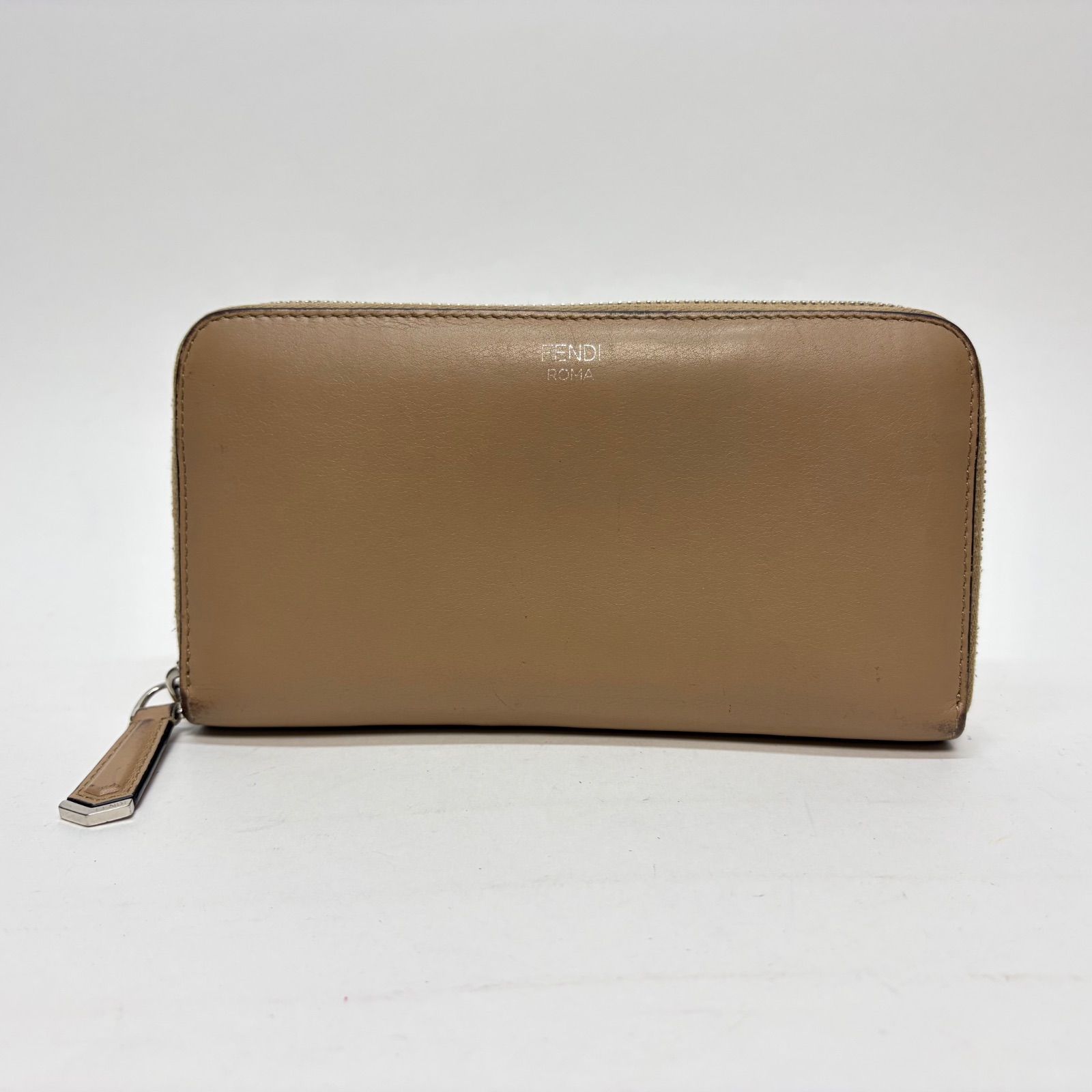 3739 FENDI フェンディ 長財布 ラウンドファスナー レザー ベージュ ブラック