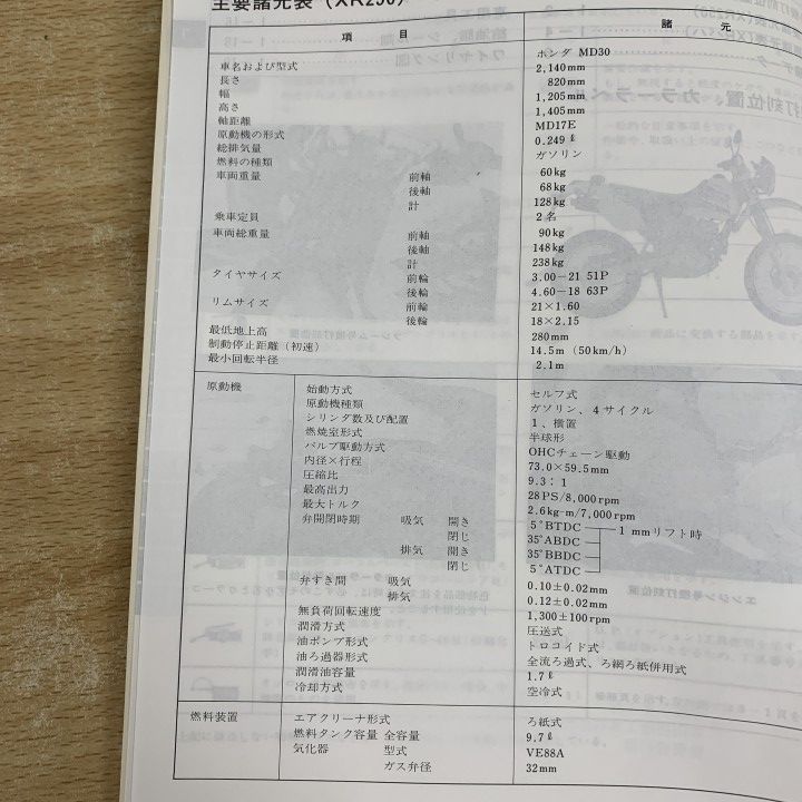 ○01)【1点限り!】HONDA サービスマニュアル XR250/バハ 6冊セット