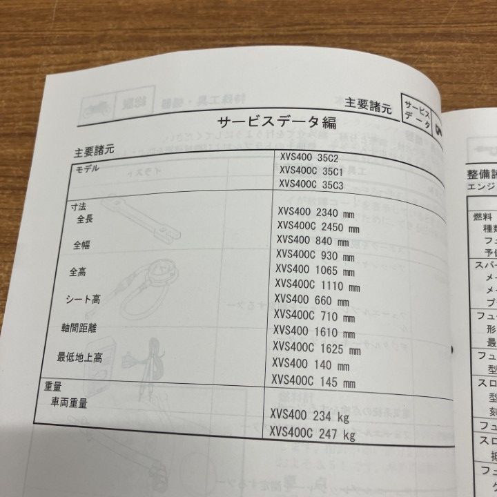 ○01)【1点限り!】YAMAHA XVS400/XVS400C サービスマニュアル 2010