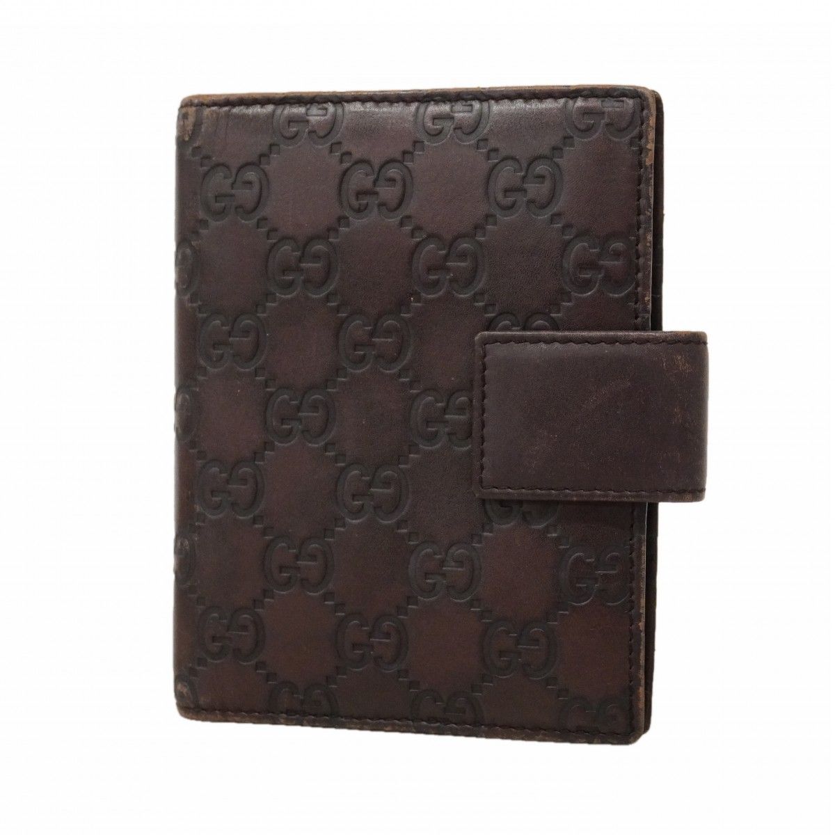 【6ee5573-k】グッチ 手帳カバー グッチシマ 115240 レザー ブラウン シャンパンゴールド金具【中古】メンズ レディース ユニセックス